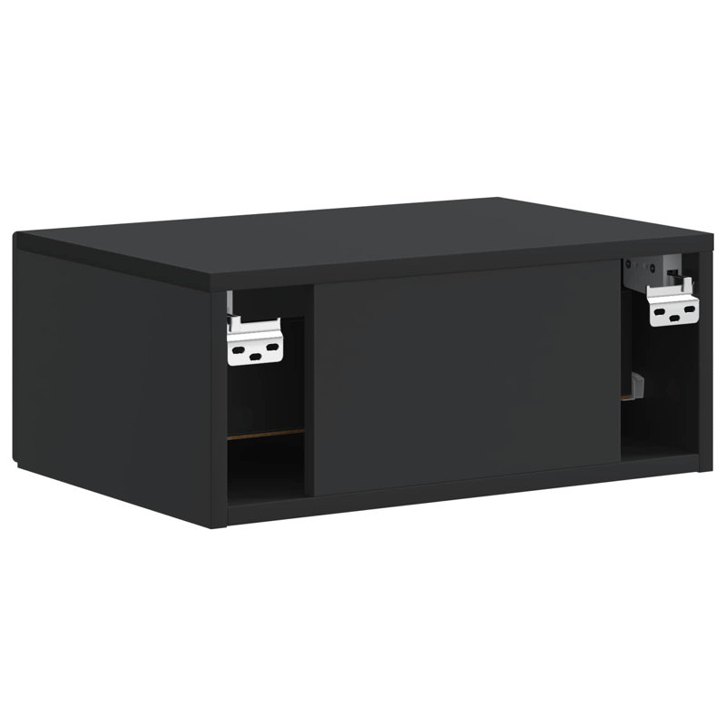 49cm W Manufactured Wood Bedside Table, Black