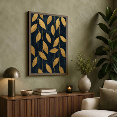 Gilded Leaves Pattern Botanical - Wrapped Canvas