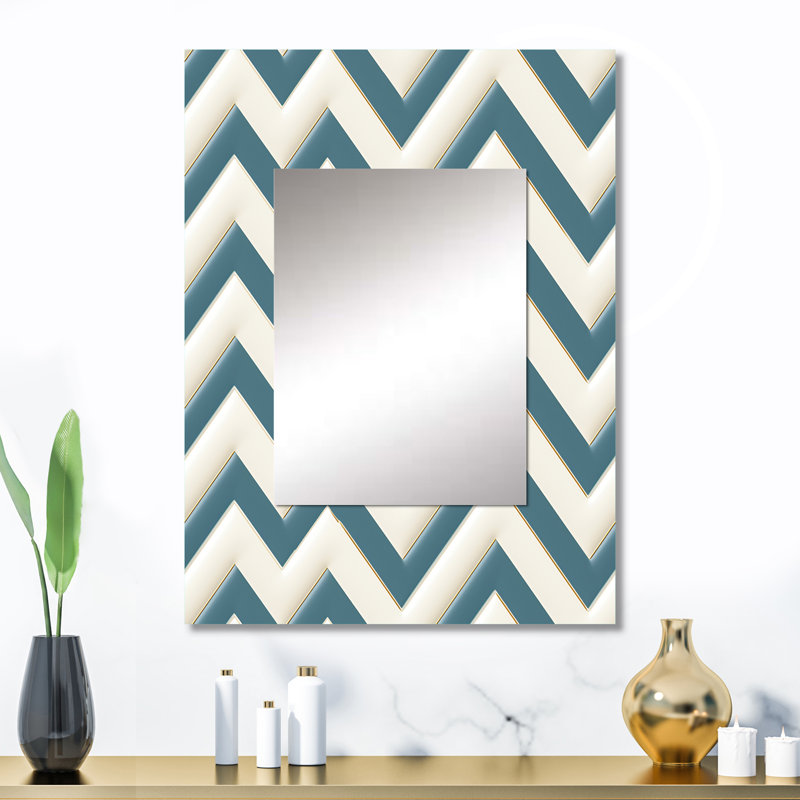 Scandinavian Chevron Elegance - miroir mural décoratif à chevrons, grand miroir à chevrons, impression d'art en métal