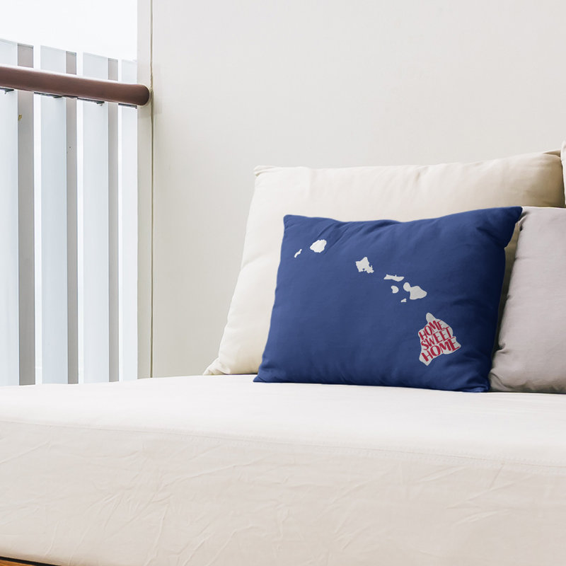 Outdoor Reversible Throw Pillow, Navy/Red, Hawaii