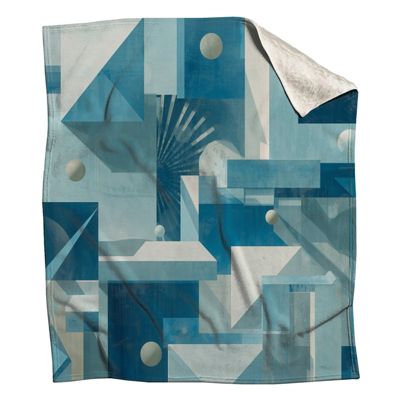 Couvertures bleues à motif géométrique, L 50 po x H 60 po