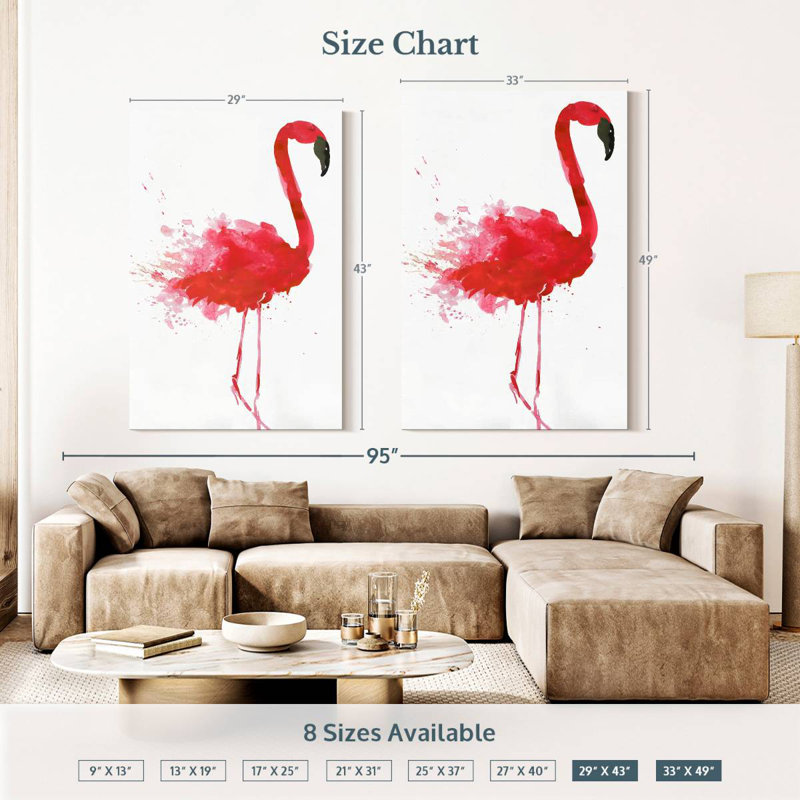 Joli flamant rose Brampt, H 48 po x l 32 po