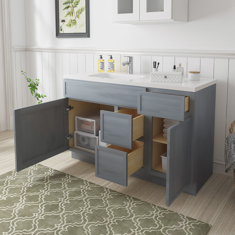 Base de meuble-lavabo simple 51 po seulement, Argent argent