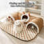 Tunnel pour chat, grotte de jeu et de repos en forme de U à entrées multiples avec jouet pompon suspendu