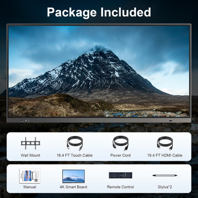 JYXCN Smart Board 65" Meeting Board IR Touch Interactive Casting for Command Centers, Classroom and Office