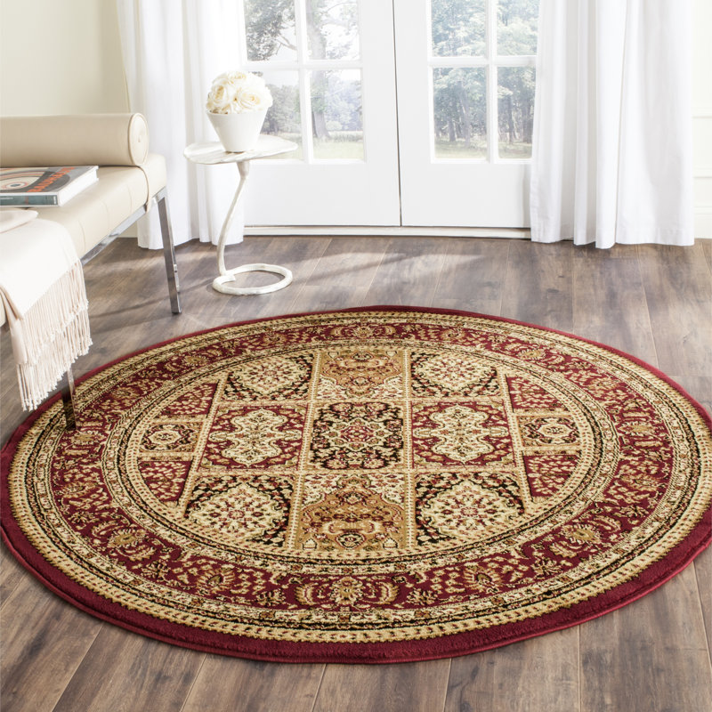 Malayah Klose Oriental Multi/Red Area Rug, Round 8'
