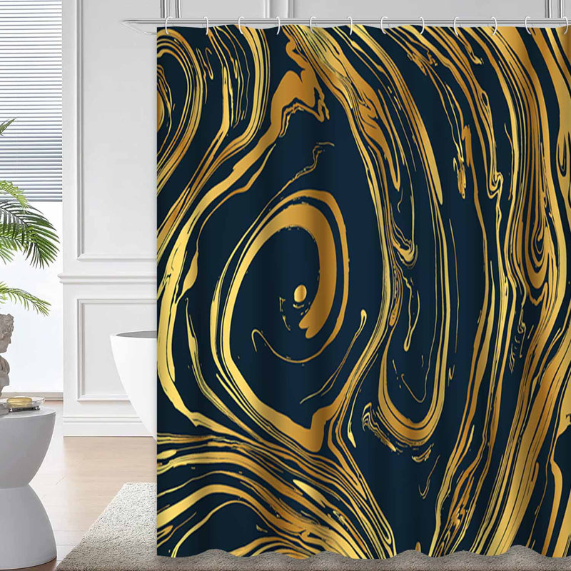 Rideau de douche aquarelle marbré abstrait avec 12 crochets, 72" L x 72" W