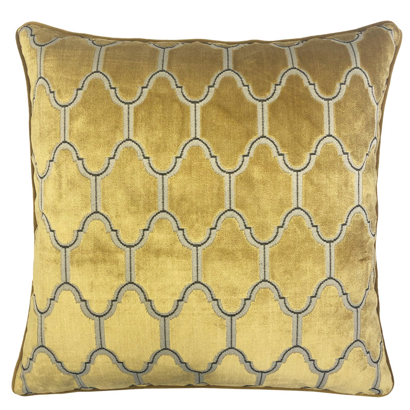 Alaya Geometric Feather Throw Pillow, Gold