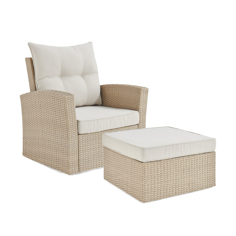 Wicker Outdoor Lounge Chair with Ottoman