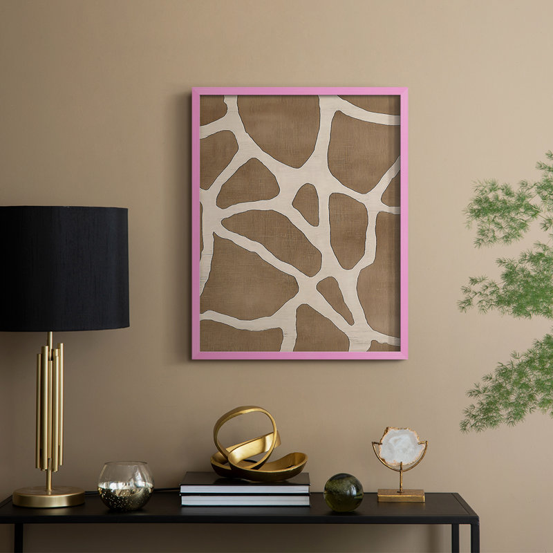 Impression abstraite encadrée CXLV - prête à être accrochée, H 29 po x l 23 po, Rose