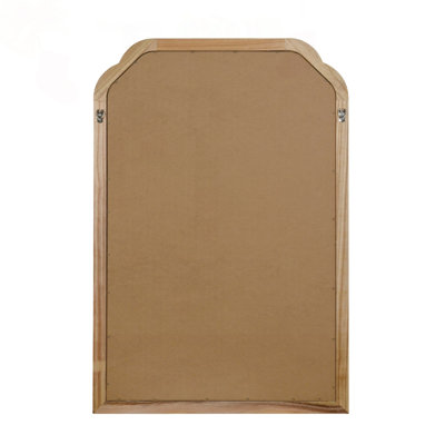 Natural Wood 24x36 Inch Rounded Corner Solid Wood Frame Mirror