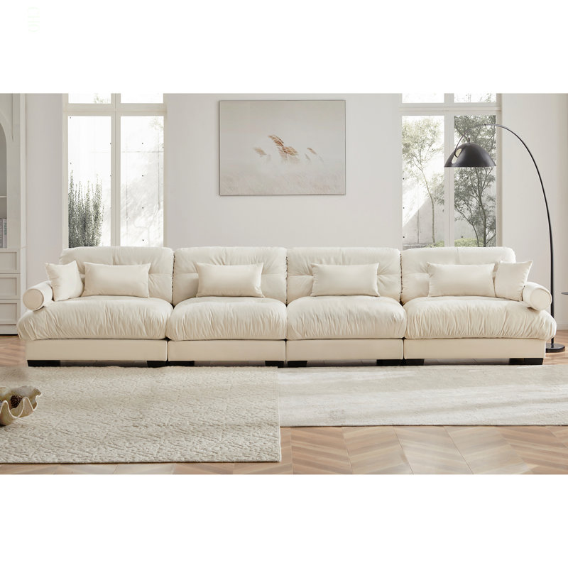 Canapé modulaire en velours surdimensionné Comfort, Velours blanc