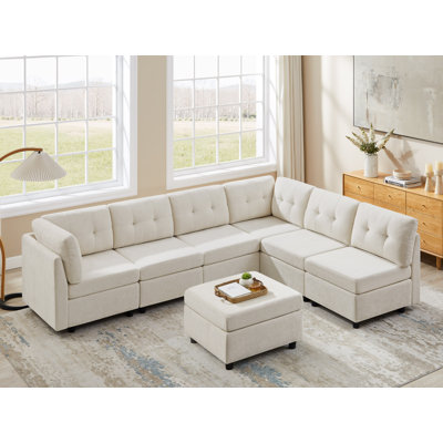 Canapé modulaire rembourré en chenille avec repose-pieds Chenille