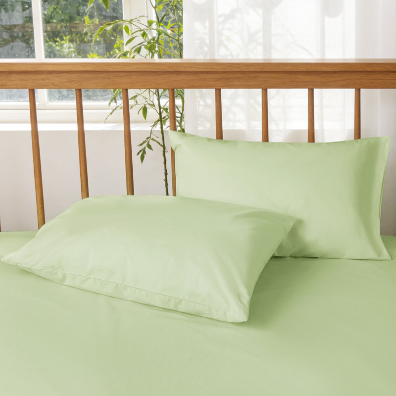 100% Cotton 250TC Percale Crisp & Breathable Pillowcase Set, Sage, King Pillowcase