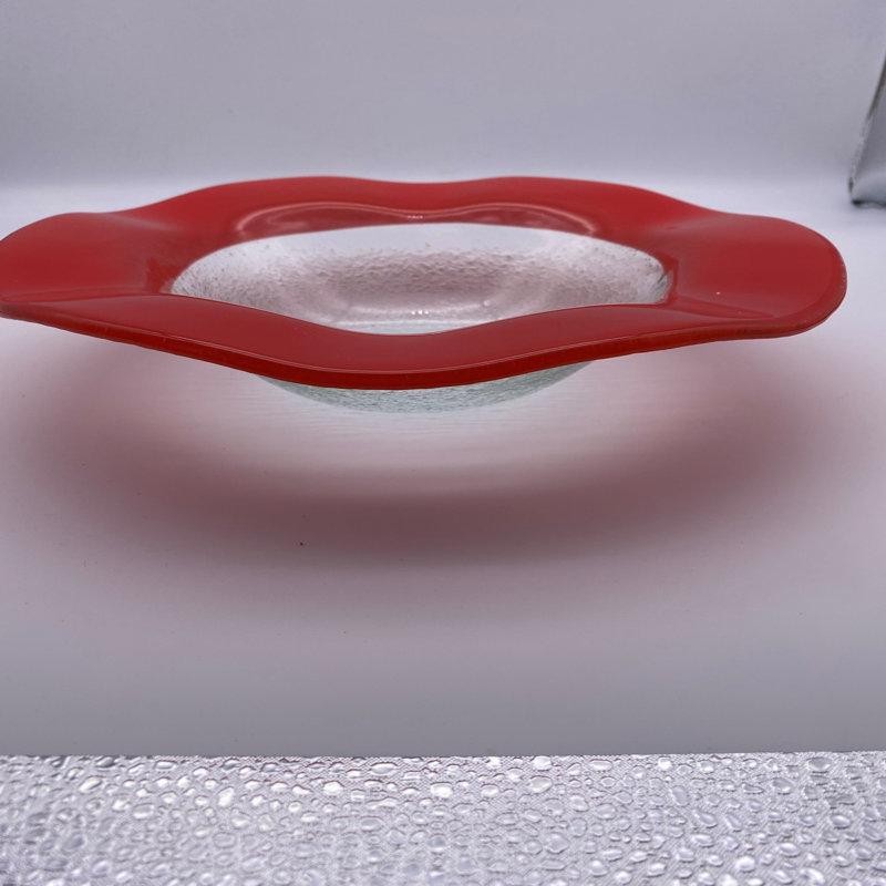 Alban 26cm Dessert Plate, Clear/Red