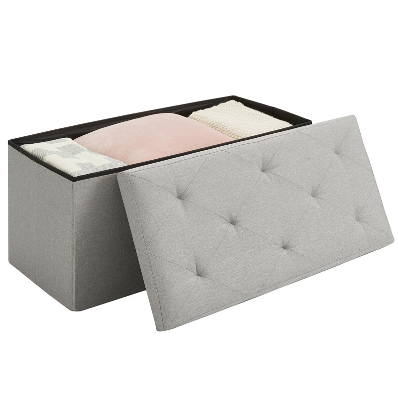 Artesian Upholstered Ottoman, Gray Polyester Blend