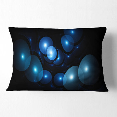 Bright Blue 3D Surreal Circles - Abstract Printed Pillow