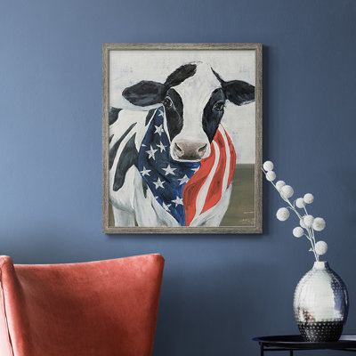 Toile encadrée de qualité supérieure American Cow II - prête à être accrochée