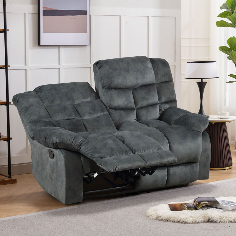 2 - Piece Contemporary and Overstuffed Manual Reclining Living Room Set, Gray