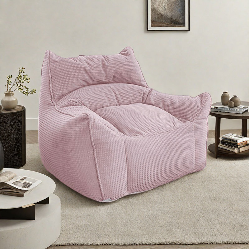 Retro Lazy Bean Bag Sofa, Pink Polyester