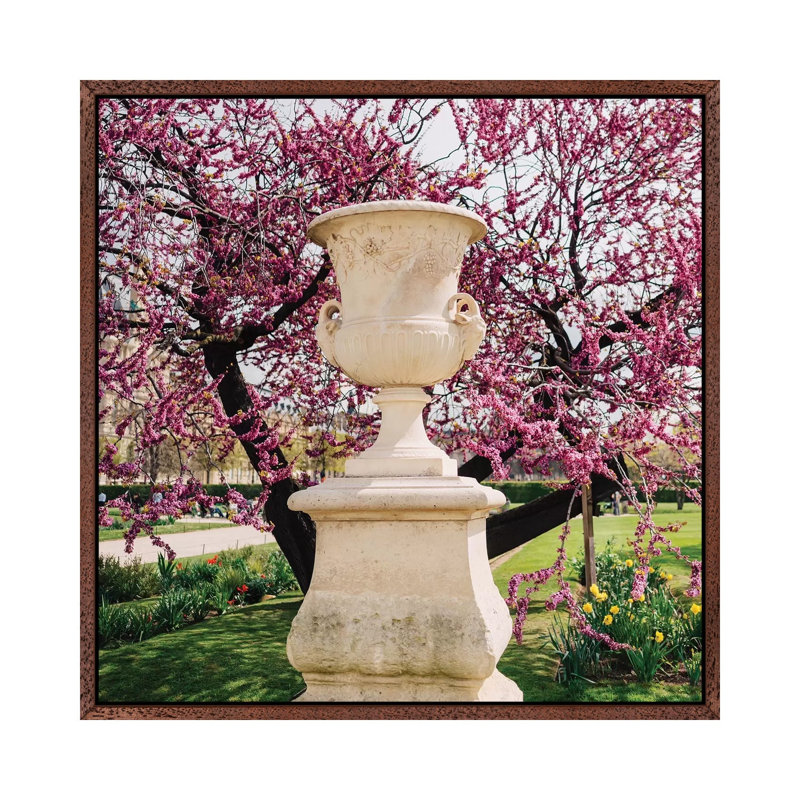 Tuileries Garden VI by Bethany Young - Print on Canvas, 45.72cm H x 45.72cm W x 3.81cm D, Classic Brown Wood Framed