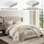 Lit tapissier en tissu, base de lit à hauteur réglable capitonnée-293809868-293809456