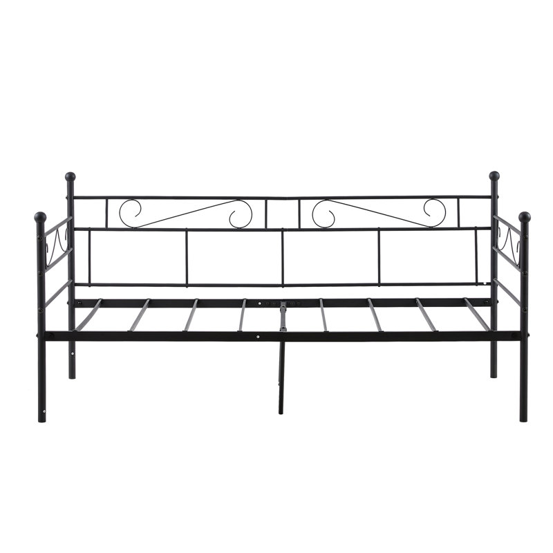 Single Steel Daybed, Black, European Single (90 x 200cm)