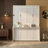 Small Space Guest Room Queen Size Vertical Murphy Bed Solid Pine Wood Classic White Space-Saving Hidden Wall Bed With Built-In Desk