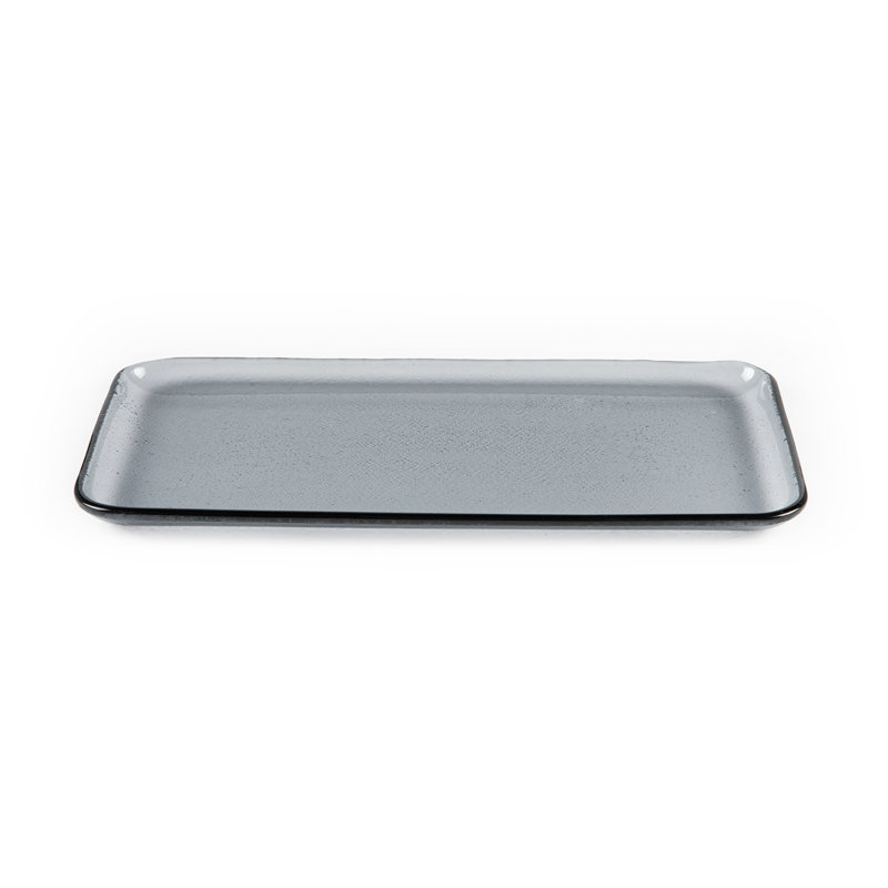 Service de table en verre 12,25 po x 6 po x H: 1 po, Gris