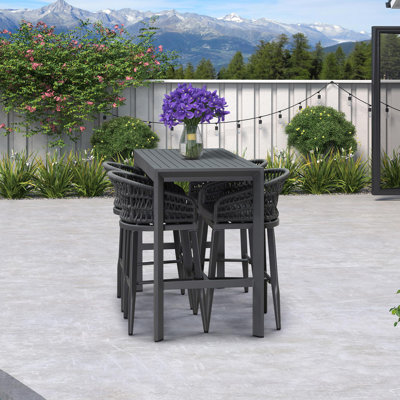  Bar Height Table Rectangular Patio Dining Coffee Kitchen Breakfast Bistro Outdoor Pub Bar Table For Garden Balcony