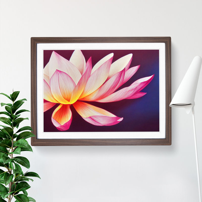 Miraculous Lotus Flower - Framed Print, 46cm H x 64cm W, Walnut Framed