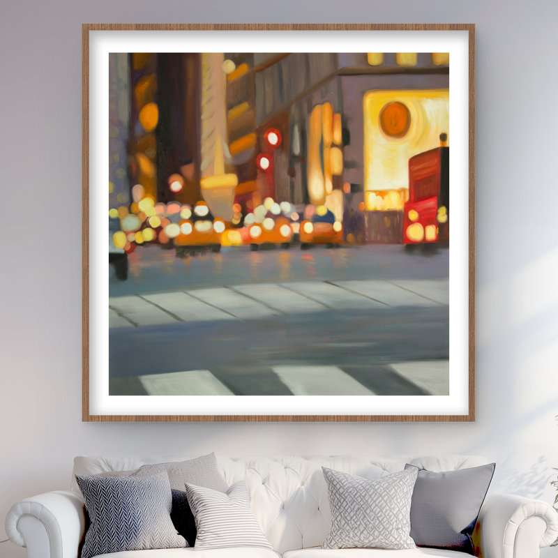 Vue floue de New York - décor encadré orange mat