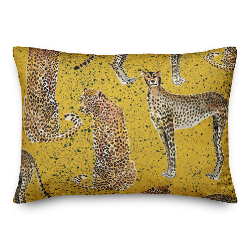 Coussin extérieur Cheetahs On, H 18 po x l 25 po, Jaune