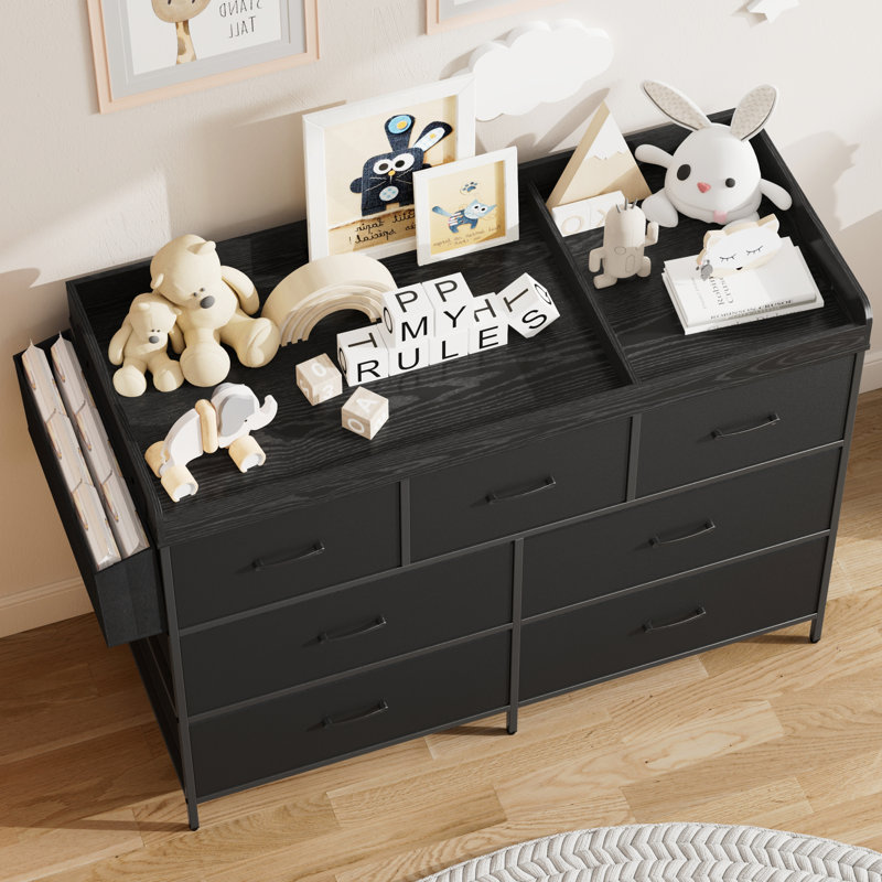 Commode pour table à langer 7 tiroirs 7 pièces, Noir
