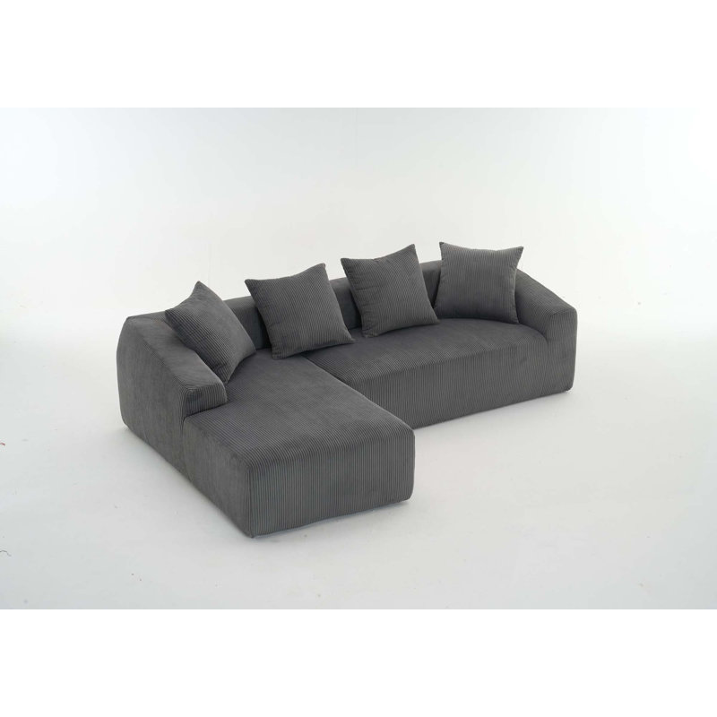 Upholstered Sofa, Modular Sofa With 4 Pillows For Home, Gray