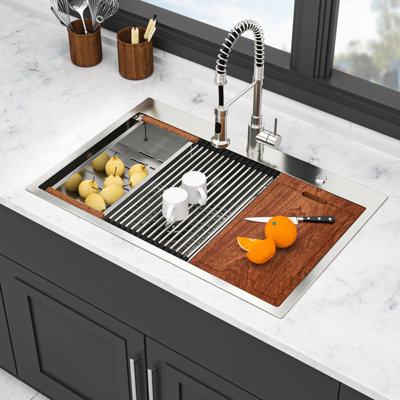 Évier de cuisine à double cuve 60/40 de 36 po x 22 po x 10 po en acier inoxydable T304 de calibre 16 avec nickel brossé, guide d'eau en forme de X pour faciliter la vidange, coin arrondi R10, revêtement à condensation, tampon
