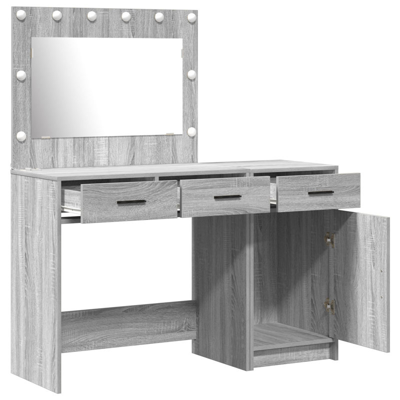 Dressing Table with Mirror, Grey Sonoma