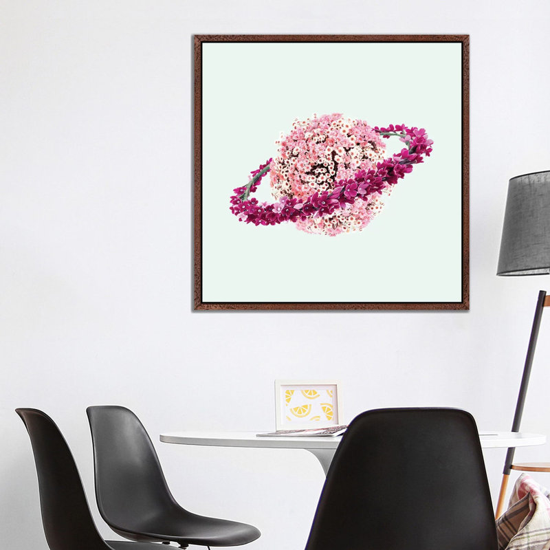 Floral Planet by Paul Fuentes - Print on Canvas, 93.98 cm H x 93.98 cm W, Brown Framed