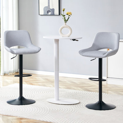 Ensemble de 2 tabourets de bar pivotants à hauteur réglable, tabourets de comptoir revêtus de lin pour bar et îlot de cuisine