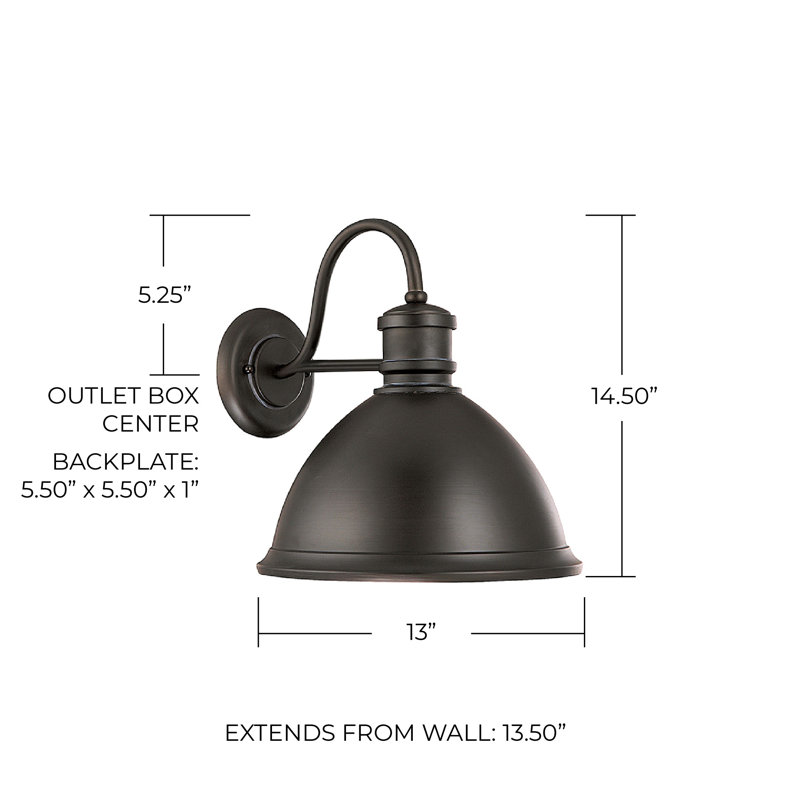 Luminaire de grange d'extérieur Wilburg, H 14,5 po x l 13 po x P 13,5 po