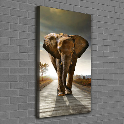 Strolling Elephant - Wrapped Canvas Print
