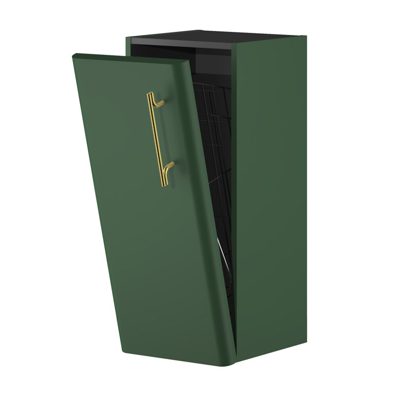 Ashat Bathroom Cabinet, Conifer Green Supermatt/Gold, Left