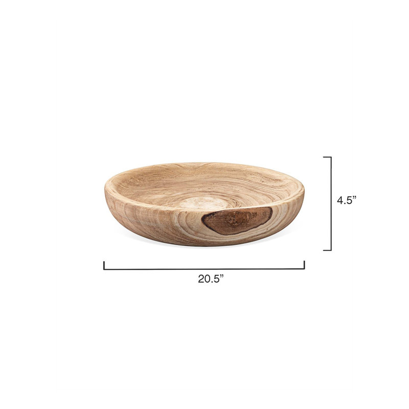 Handmade Wood Decorative Bowl, 4.5" H x 20.5" W x 20.5" D