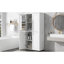 Large armoire de plancher pour salle de bain avec 4 portes et tablettes réglables, blanc