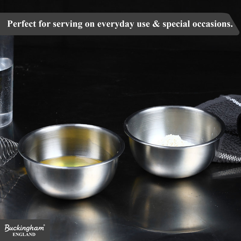 Buckingham Salad Mixing Bowls Pack of 2 Stainless Steel Matt Finish 14 Cm 0.7 Litre