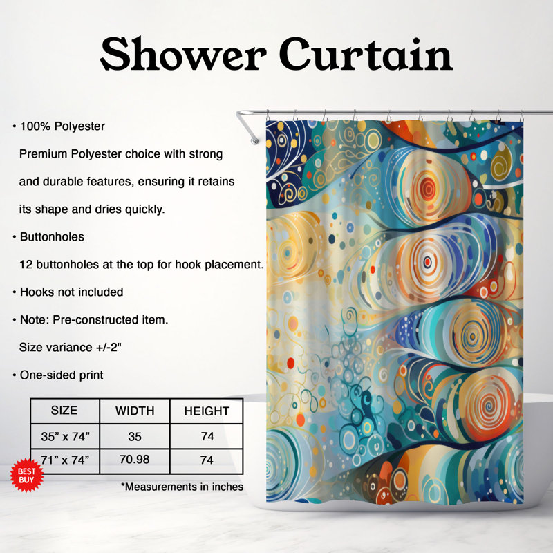 Rideau de douche Decorated Tree - Premium, H 74 po x l 71 po