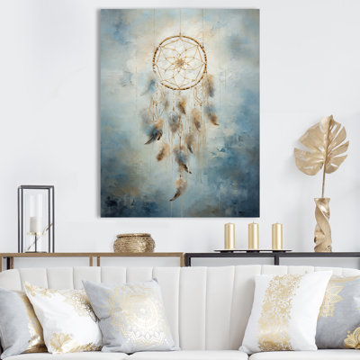 «Tranquility White and Blue Dreamcatcher II», reproduction sur toile