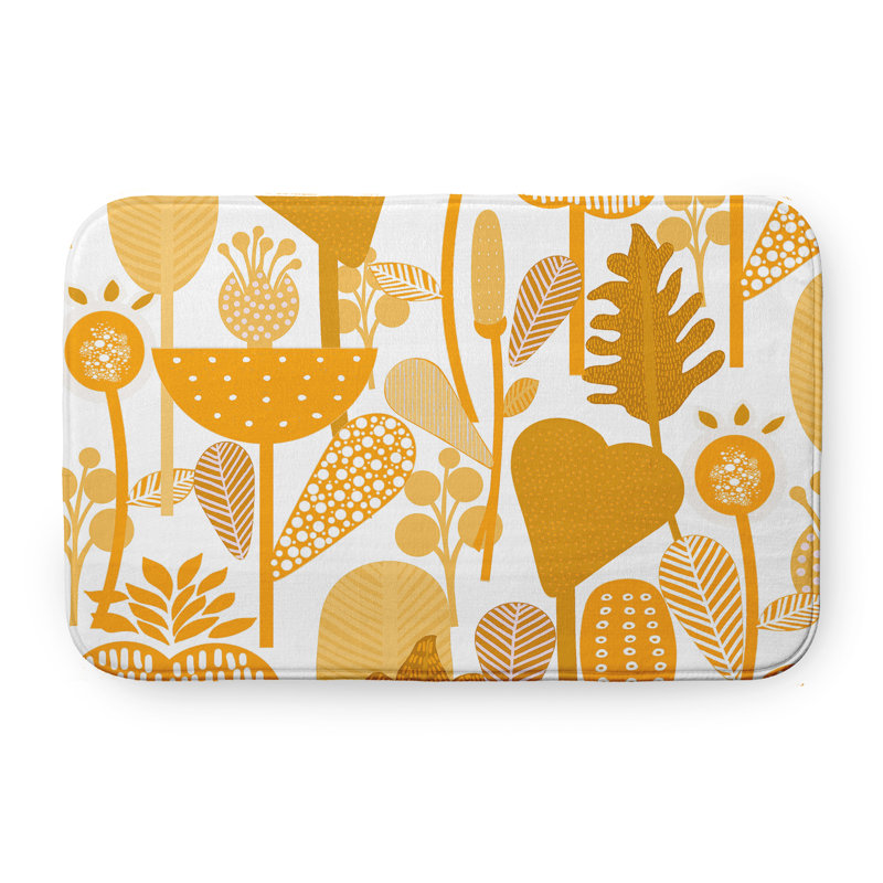Tapis de bain Botanical Blooms, L 21 po x L 34 po, Jaune