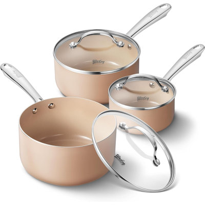 3 Quarts Non-Stick Aluminum Saucepan Set