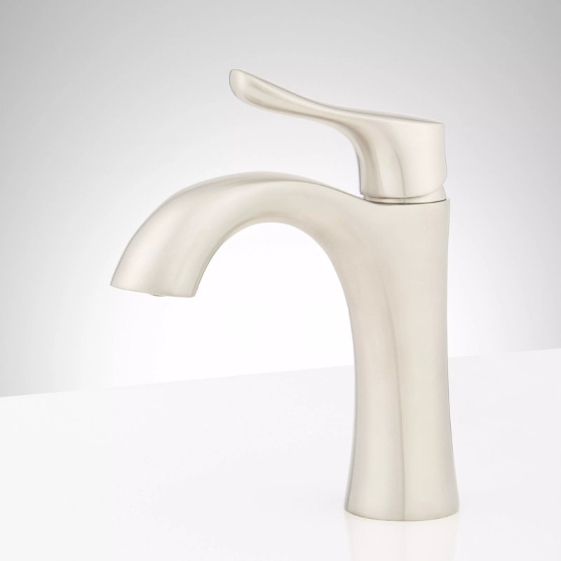 Robinet de salle de bain monotrou 1,2 GPM avec poignée levier en métal et bonde escamotable Provincial Town, Nickel brossé